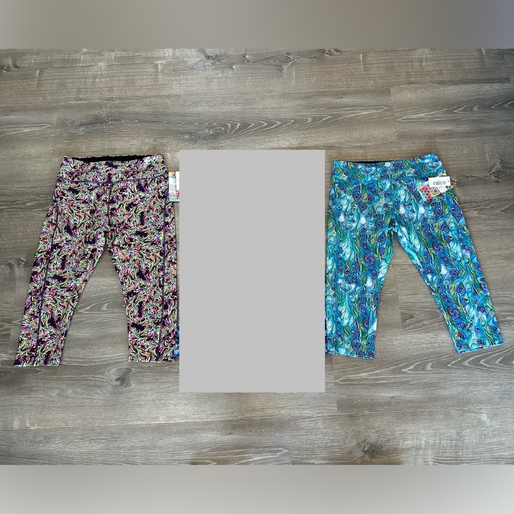 LuLaRoe Jade Leggings Set of 2 Capri Length Size Medium New with Tags